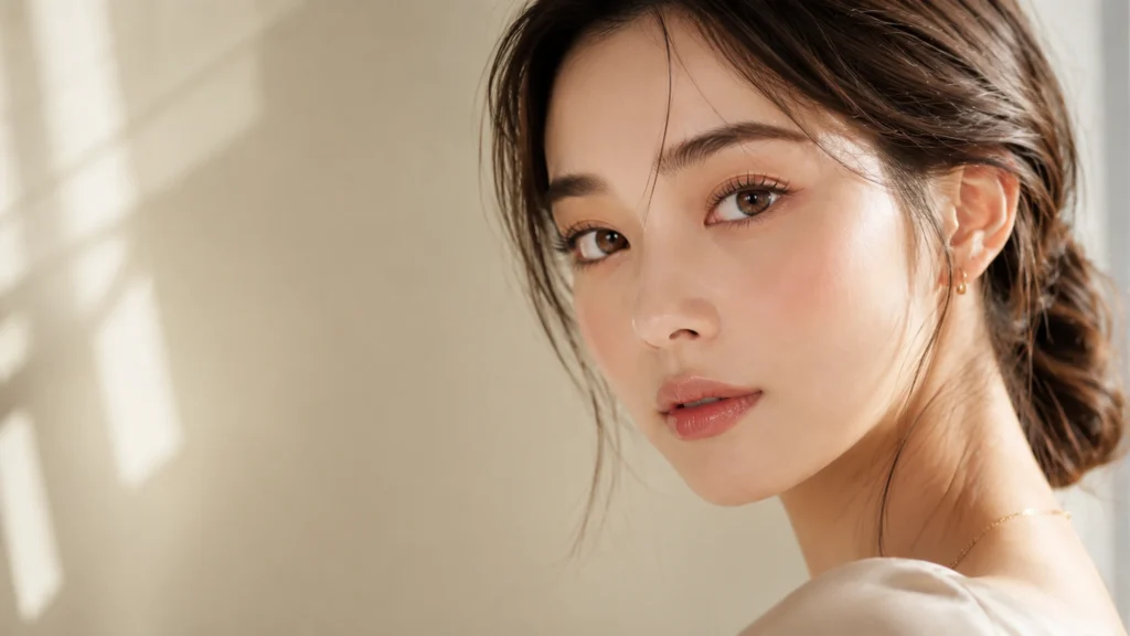 Korean lash lift na detailu oka s přirozeně zvednutými řasami bez umělého prodlužování