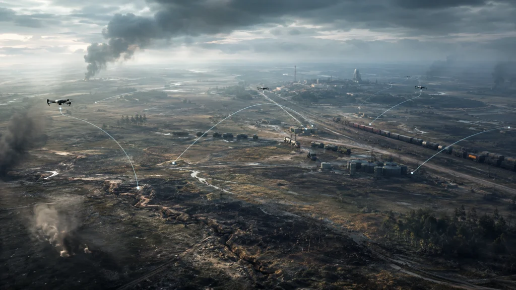 Ukrajinská fronta, dronové trasy a ruské logistické uzly v analýze, zda vyhrává Ukrajina válku
